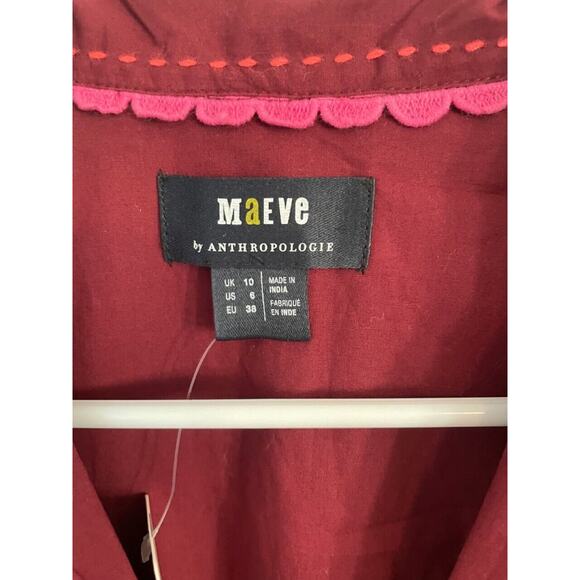 NWT Anthropologie Maeve Embroidered Button Down‎ Shirt, Size 6, $130 - Picture 7 of 9